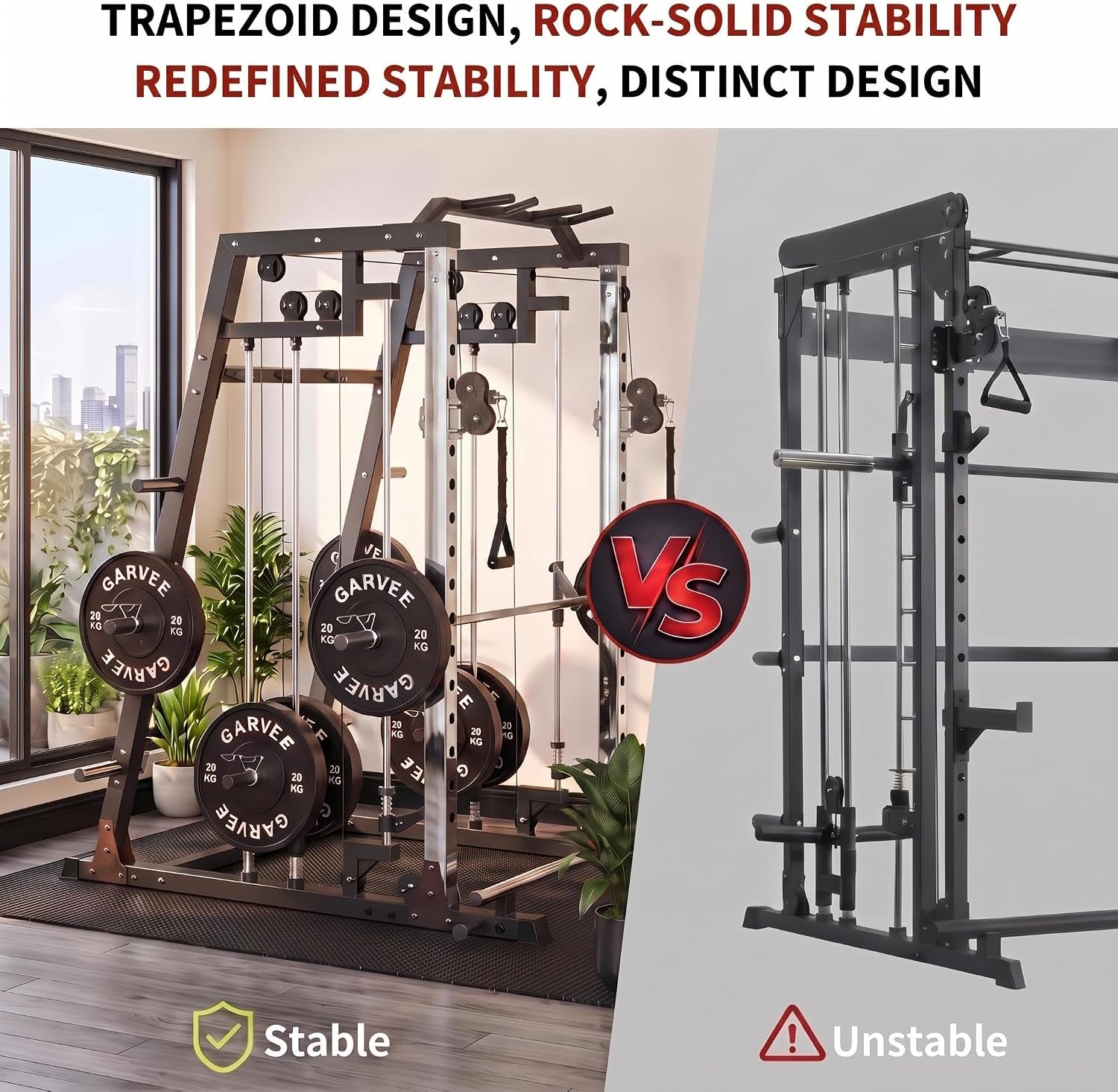 Smith Machine Home Gym – 2200LBS Multi-Function Squat Rack with Smith Bar