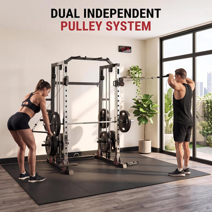Smith Machine Home Gym – 2200LBS Multi-Function Squat Rack with Smith Bar
