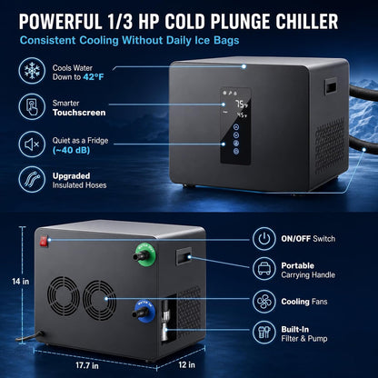 1/3HP Ice Bath Chiller & 148Gal Cold Plunge Tub Bundle