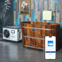 WOODBRIDGE 54" Indoor Cold Plunge Tub W/ 1.3 HP White Chiller – Rapid Cooling & Heating, Ozone Sanitation, Filter Circulation System, Wifi-Enabled & Remote Control via APP, Insulated Tub Cover